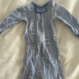 Beaufort Bonnet TBC Blue Swirl Patterned Baby One Piece Footie